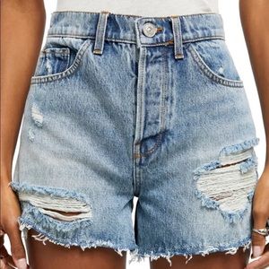 Urban Outfitters BDG PAX 30 Light Blue High Waist Distressed Denim cut off Short